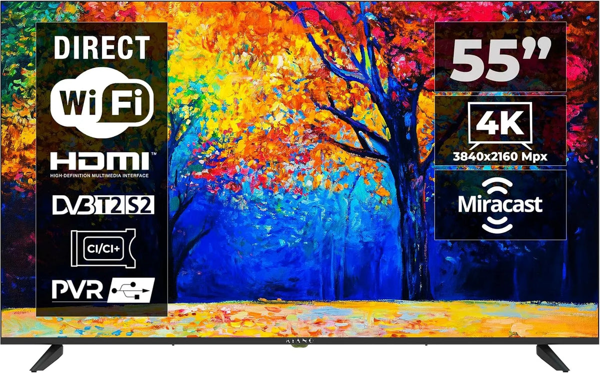 Kiano, Stativfødder, Elegance 55 Metal TV Elegance, Sort, 2G, 4K, 140 cm, Full HD