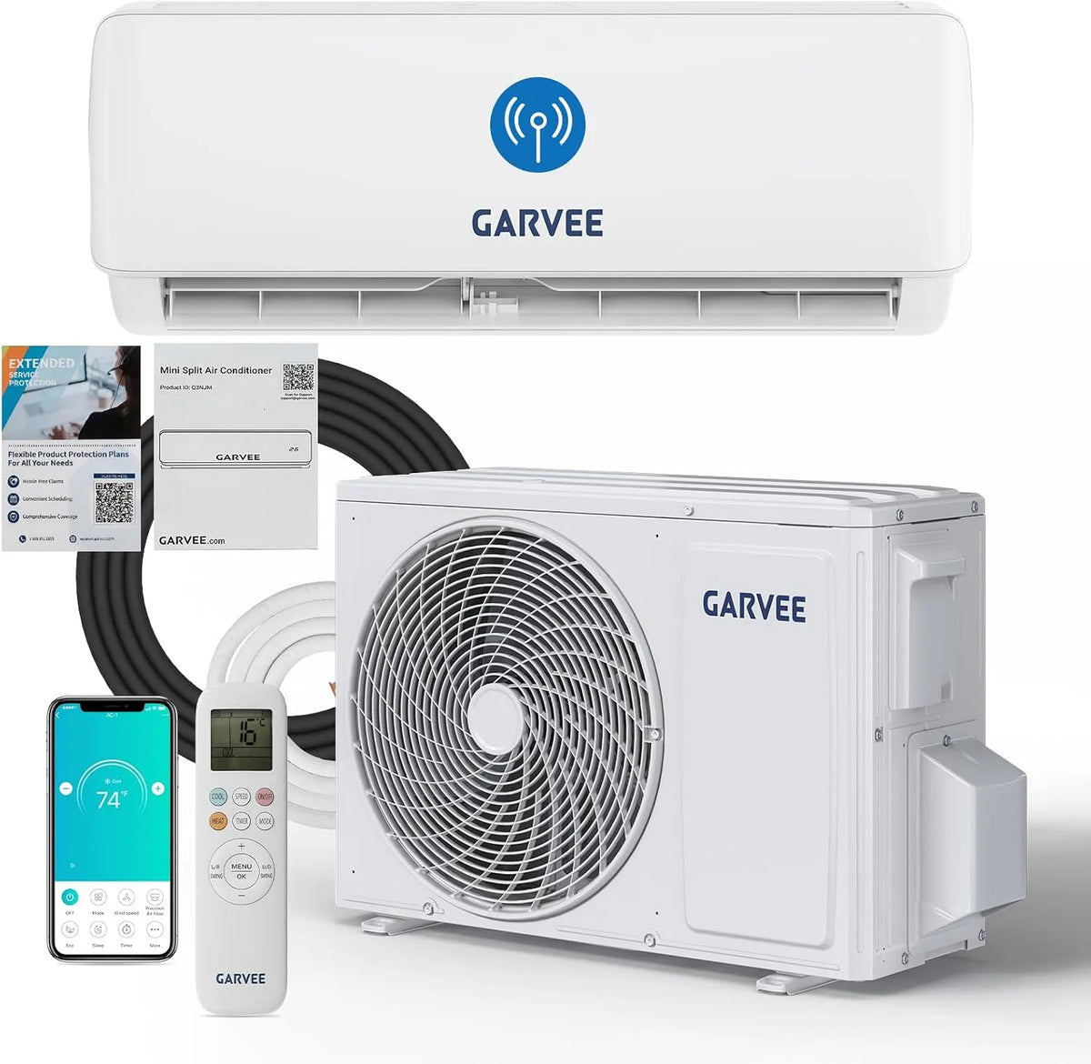 Garvee, Split-klimaanlæg, A + + split klimaanlæg 24000 BTU (7, 2 kW), inverter - opvarmning og køling, Hvid, 24000 BTU, 7, 19 dB