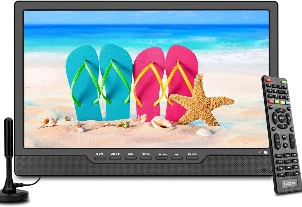 KCR DVB-T2 0-Zoll-LCD-Fernseher, TV og hjemmebiograf, SOYAR bærbar 14.0- tommer LCD-tv med DVB- T2, genopladeligt batteri, mini, Sort, 12 V, 3G