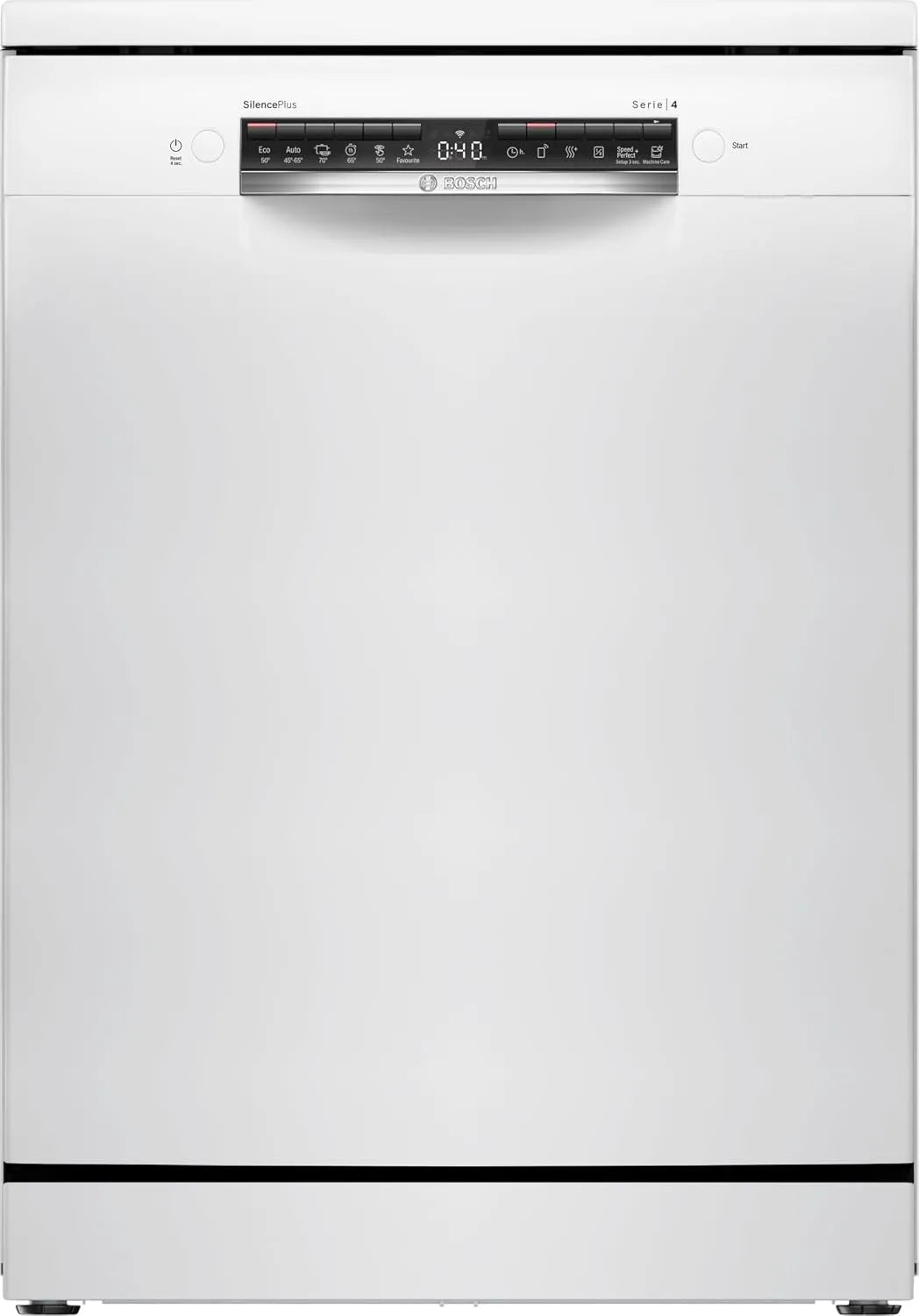 Bosch SMS4HMW08E, Bordopvaskemaskiner, Series 4 - Opvaskemaskine, fritstående, ekstra tørring, Hvid, 5 cm, 44 dB, 75 kW, 9 l