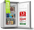 Stillstern 4-Sterne-Gefrierfach 4-stjernet, Fryseudstyr, Lille (73L) fryseskab -18 ° C. energieffektiv Mini Fryser med 3 rum, trinløst, Sølv, 73L