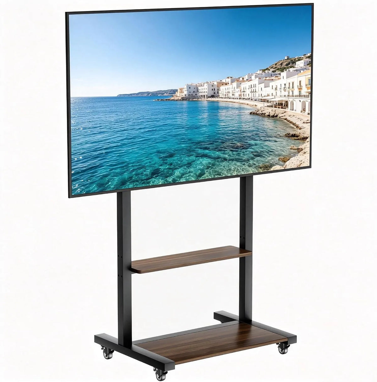unho, Stativfødder, TV stand Rollable, TV stand fod højde justerbar med hylde, TV stand holder, Sort, 40 ', 100', 800x600mm, 100kg