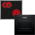 Bosch HND611LS62 HEG517BB3, Komfursæt, build- in komfur sæt, bestående af komfur, 60 x 60 cm, Lavet i Tyskland, 3D varm, Sort, 611L