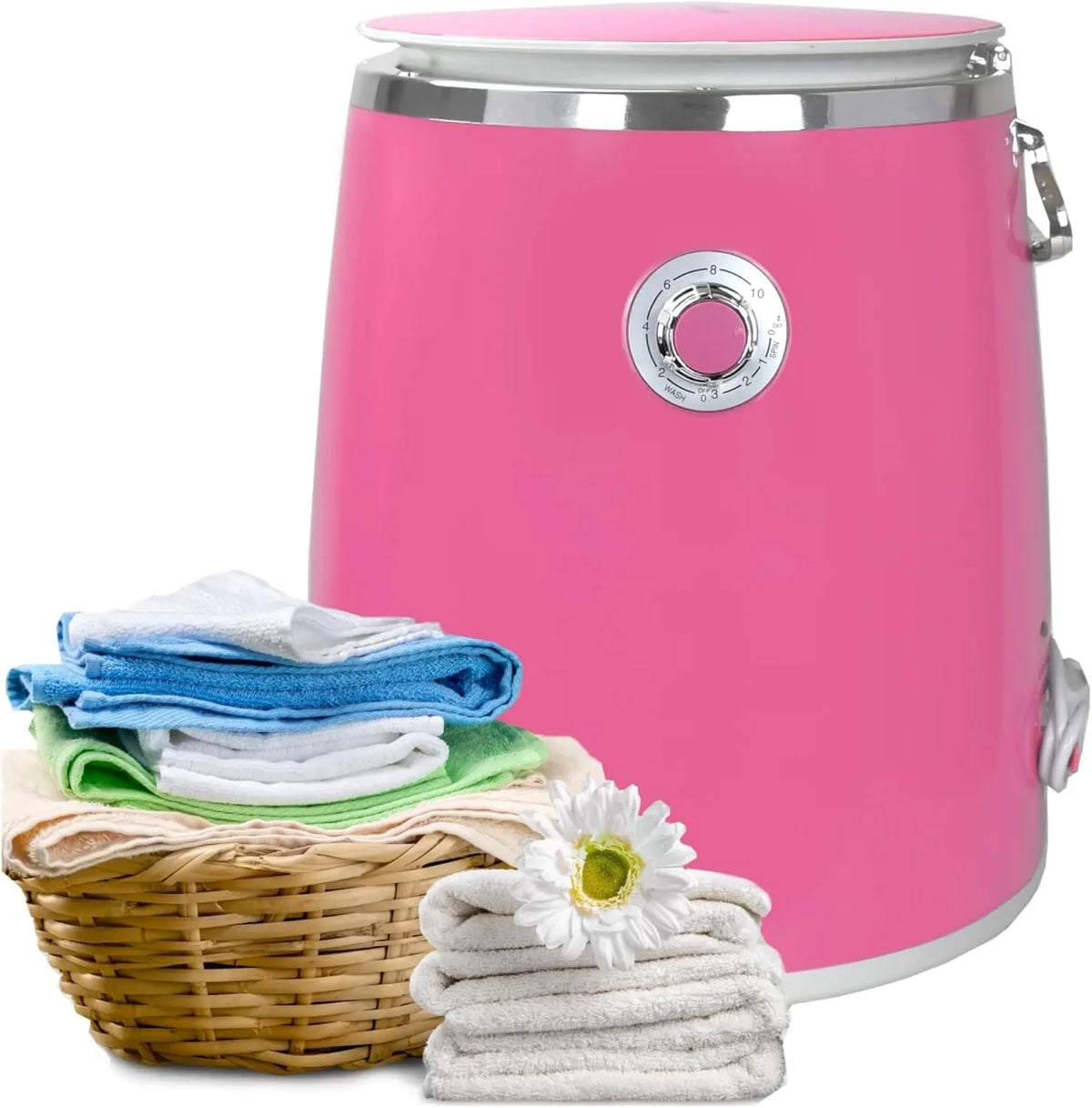 Syntrox Germany 380Watt, Vaskemaskiner, Syntrox Tyskland Camping vaskemaskine, 3, 0 kg kapacitet, timer funktion, lav støj, Roser, 0 kg, 380W