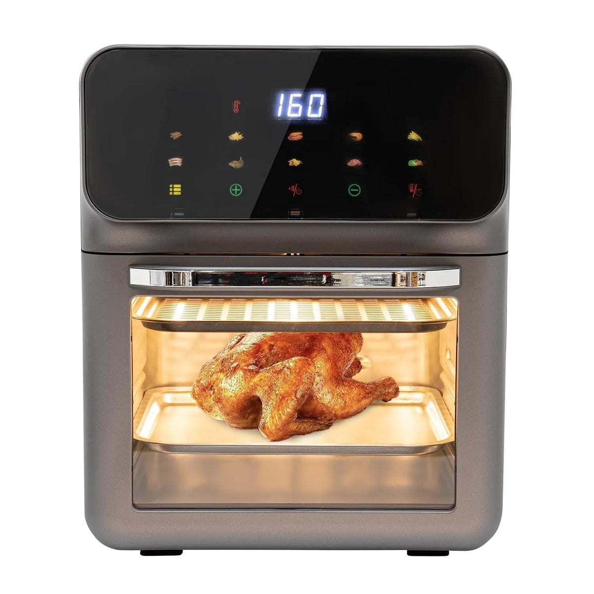 ZNLLQZN, Miniovne, 13L bageovn Pizzaovn 1350W elektrisk ovn med LCD touchscreen, Sort / sølv, 13L, 1350W, 3, 43 g, 240V