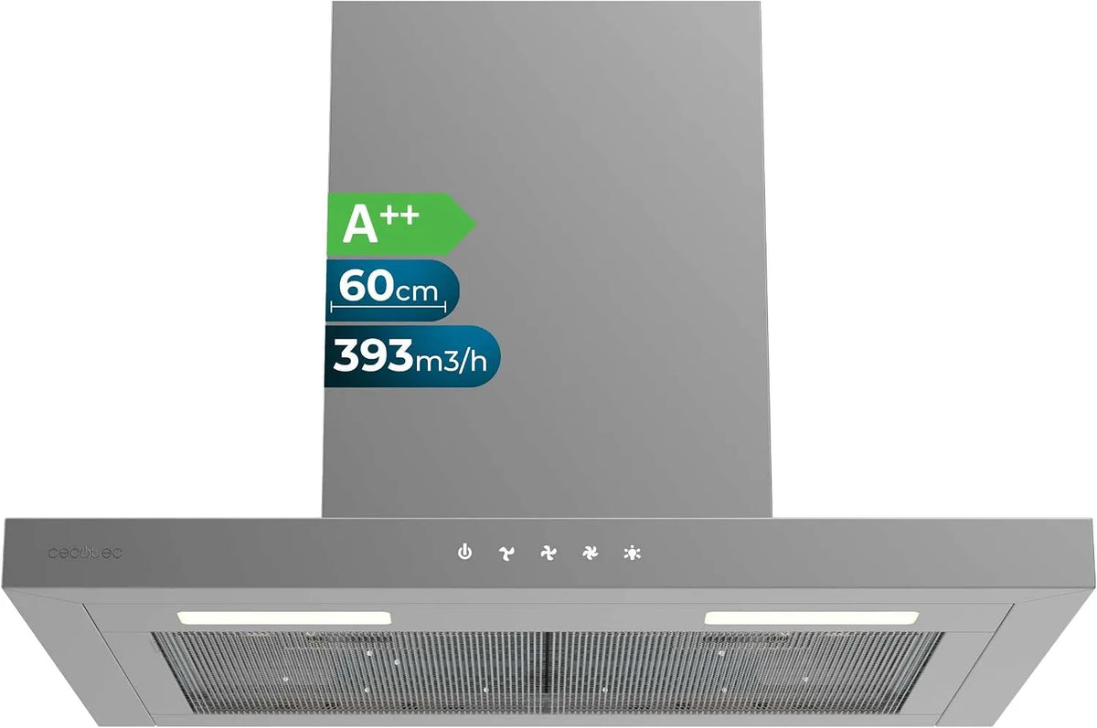 Cecotec, Emhætter, Bolero Flux TT 604000 rækkevidde ekstraktor hætte, 60 cm, rustfrit stål A + +, Sølv