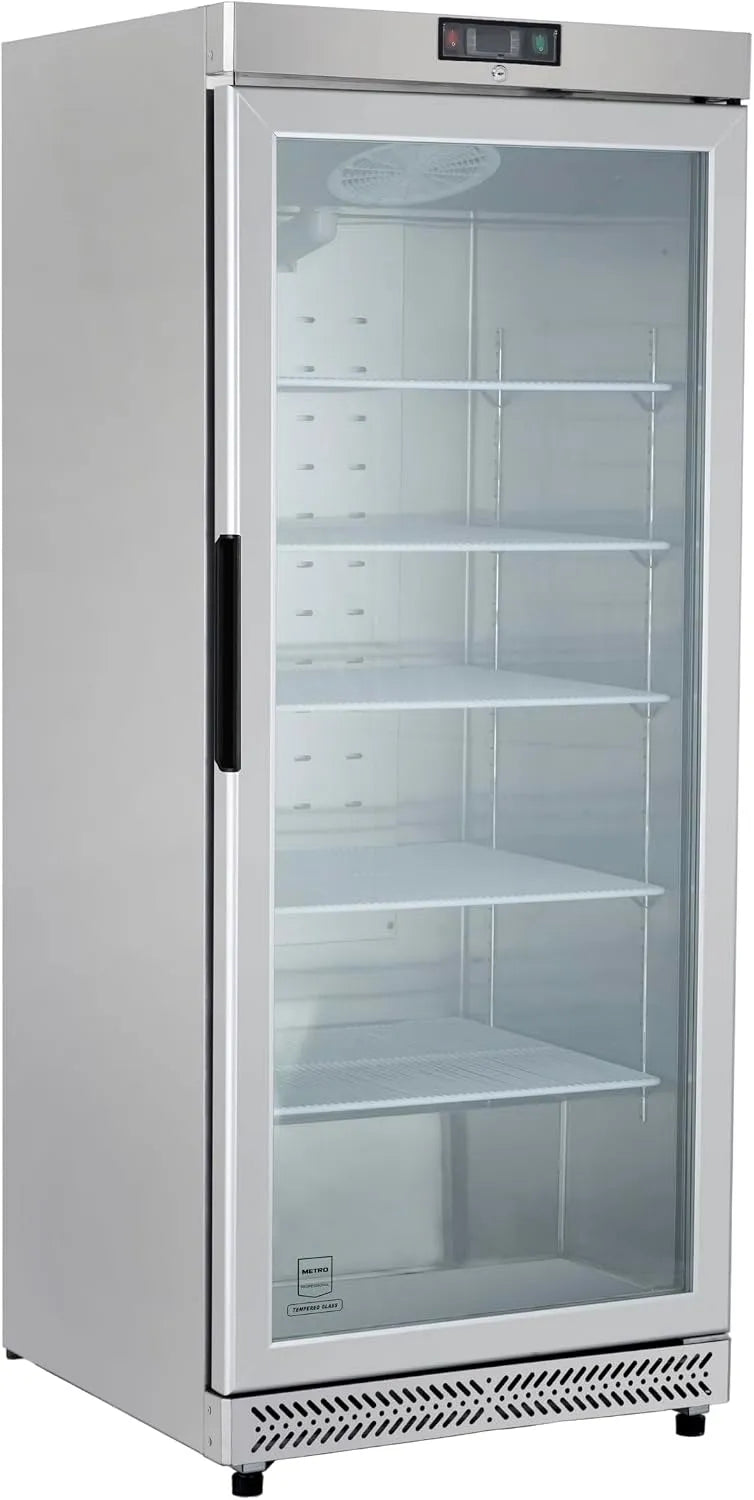 METRO Professional GRE6600SG, Fryseskabe, METRO Professionel glasdør køleskab, 380 L, 5 indlæg, LED belysning, med lås, 2, Sølv, 40 kg