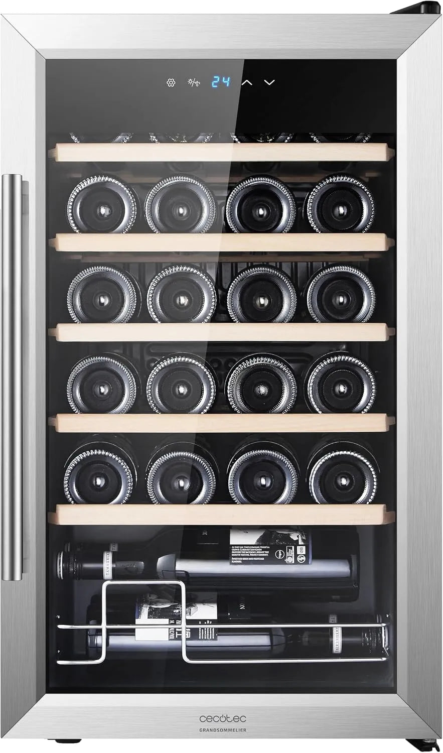 Cecotec, Drikkevarekøleskabe, drikkekollaps - 24 flasker Bolero GrandSommelier 2450 Inox Compressor. Justerbar, Sølv, 45 dB