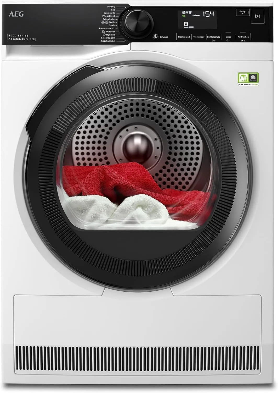 AEG TR8T75780, Varmepumpetørretumblere, varmepumpe tørretumbler 8kg, testvinder af Stiftung Warentest 2025, ny Energiekl, Sort, 8kg