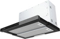Oranier FLA660, Væghængte emhætter, Oran installation 60 cm - Cirkulerende lufthætte med forlænges glasskærm, Sort / sølv, 60 cm, 3W, 598 mm