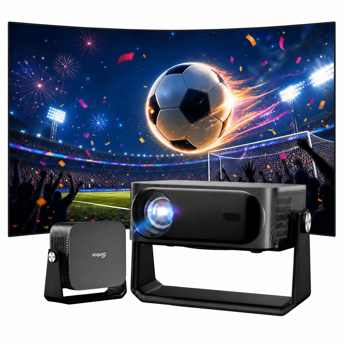 iSinbox 2x15W, Projektorer, 4K Outdoor Beamer med Netflix, Dolby Audio, Autofocus, Sort, 4K, 2x15, 15W, 28dB