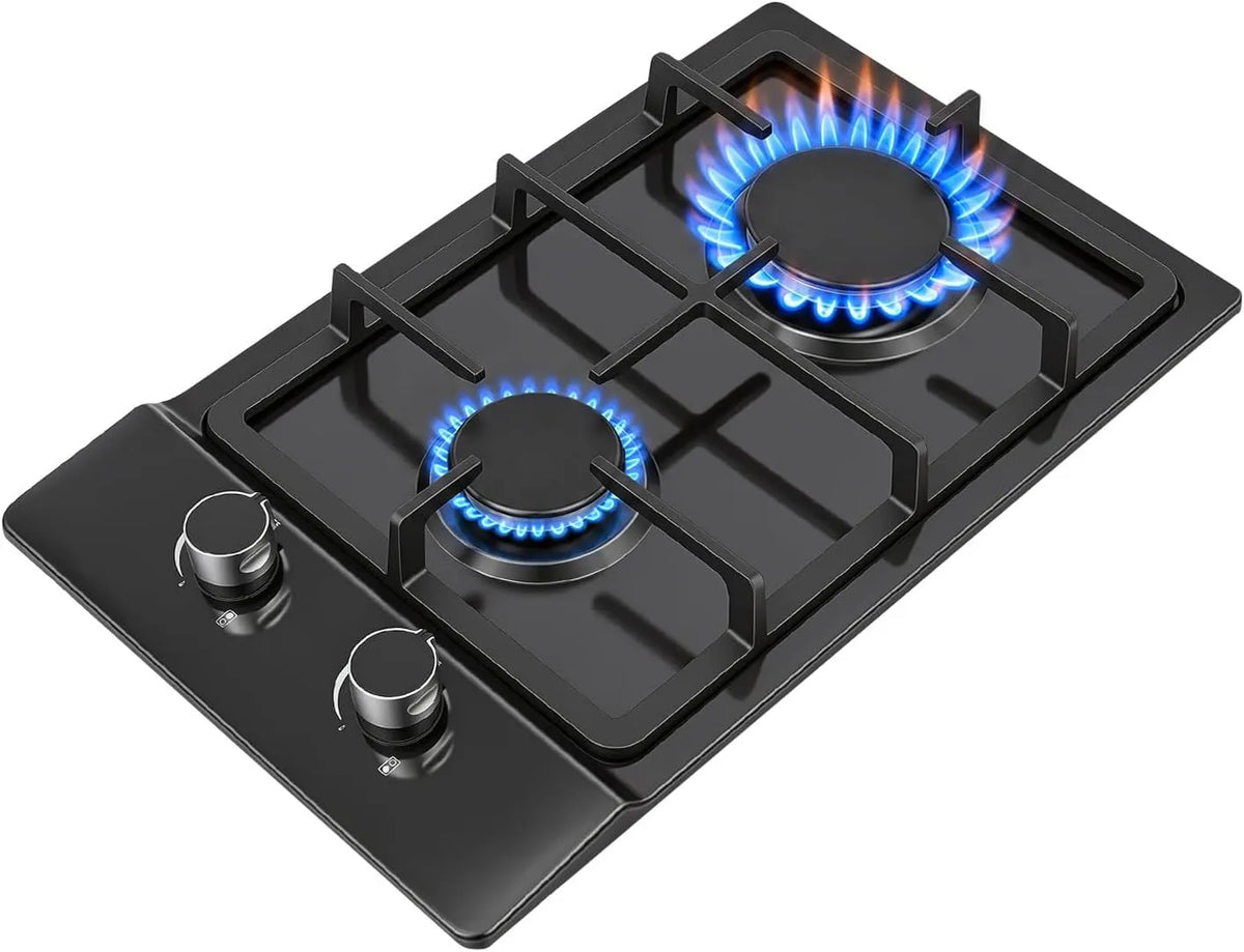 Guoked 2800PA, Kogeplader, 3KW+1 Gas Kochfeld 2 Flamnig, 3KW + 1, 75 KW rustfrit stål Gas komfur Lille Gas, Sølv, 3KW, 1 G, 1, 75 KW, 3cm
