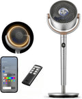 DREO, Stærke-alene fans, Smart Stand- Up Ventilator med RGB Light, 120 ° + 120 ° Vippeventilator med, Sølv, 20dB, 120 g