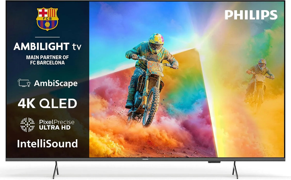 PHILIPS 65PQS8501/12 65PQS8501, Bærbare TV'er, Ambilight TV / 12 65- tommer Ambilight 4K QLED Smart TV, Sort, 4K, QLED