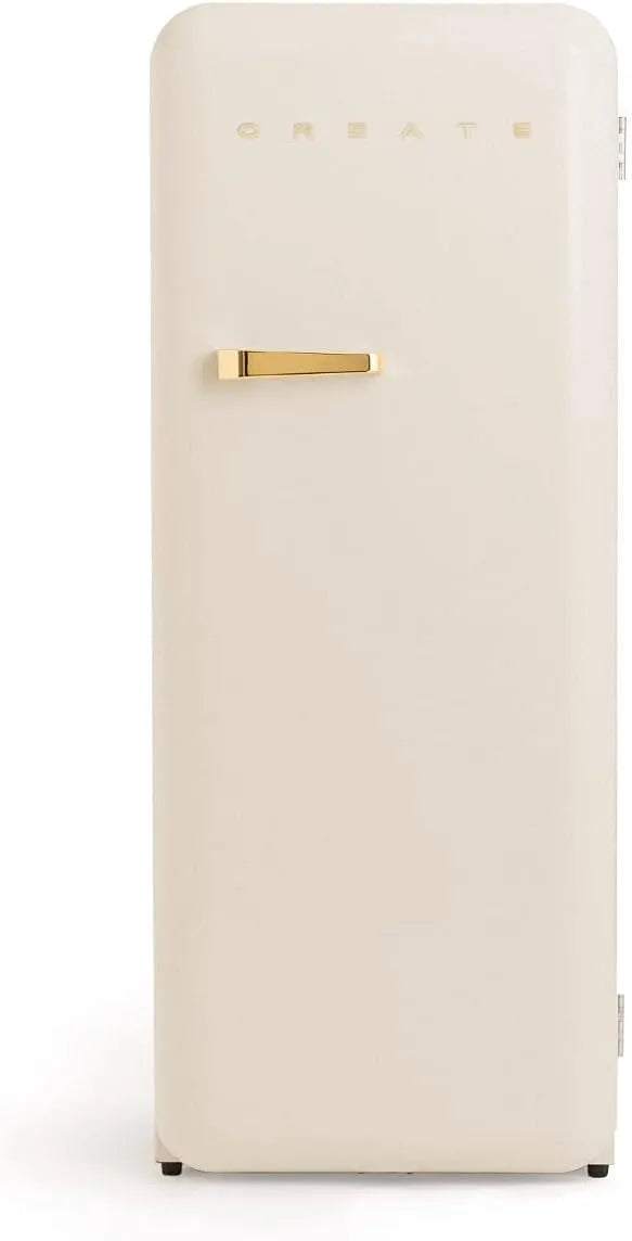 CREATE, Køle-/fryseskabe, / RETRO FRIDGE 150 GOLD / køleskab med fryser 281L i flødehvid, håndtag guld, 150 G, 281L, 102W, 150cm