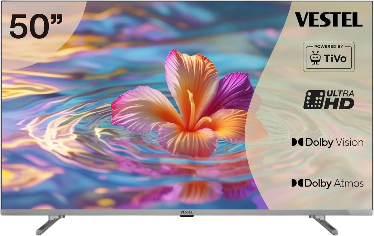 Vestel 50UT9840, TV'er, TV 50 tommer Smart TV drevet af TiVo, 4K UHD TV med Dolby Vision HDR, Dolby Atmos, Sort, 4K, 126 cm