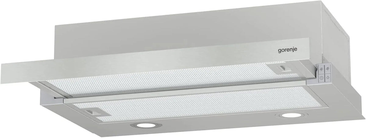 Gorenje TH62E4X, Væghængte emhætter, område hætte / LED-belysning / polyurethan filter / udstødningsluft eller, Sølv, 71 dB, 60 × 17 × 30
