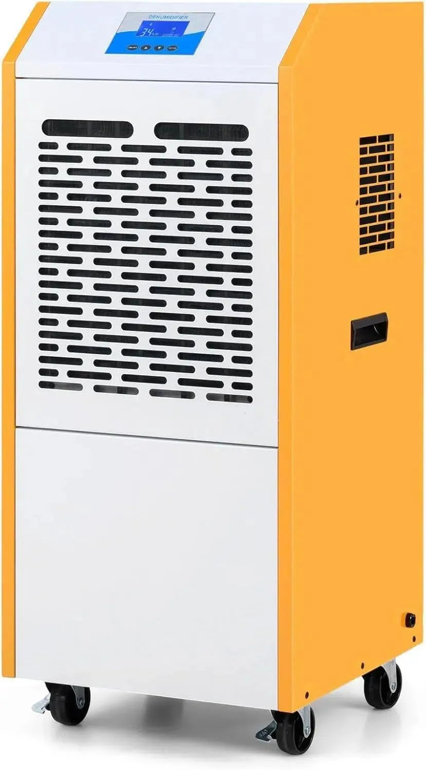 KOMFOTTEU 120m2, Luftaffugtere, Air affugter Industri 90 liter, Bygning Tørretumbler med pumpe, drænslange og, Hvid, 90 l, 2 v, 42 x 41 x 96 cm