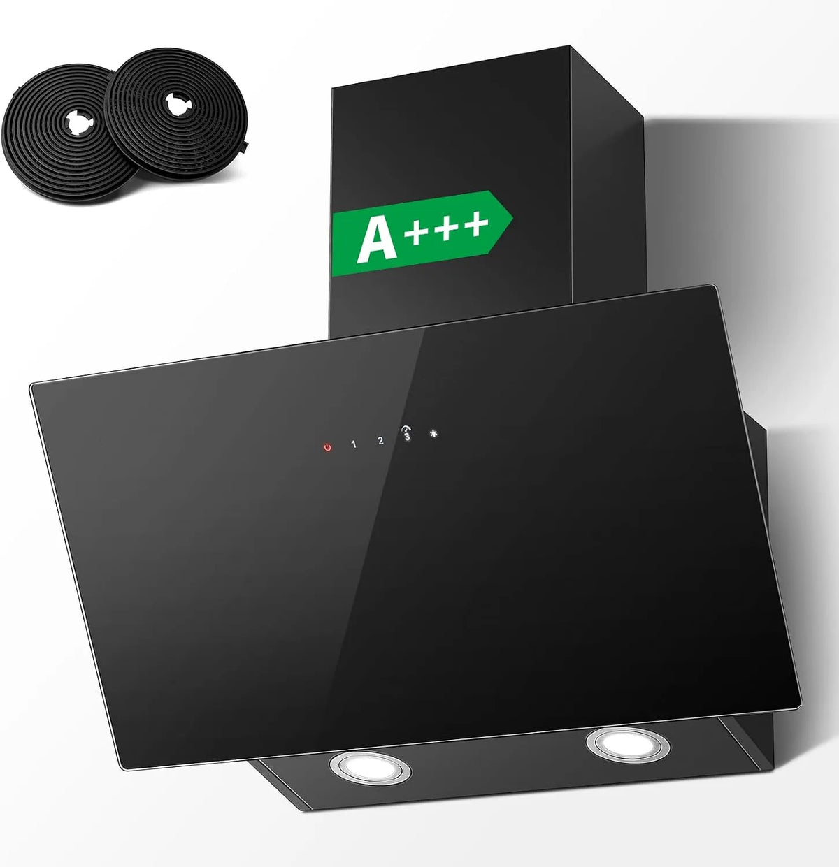 TopStrong, Væghængte emhætter, range hætte 60cm, A + + + + område hætte cirkulerende luft / udstødningsluft med, Sort, 60cm, 58 dB, 88 cm
