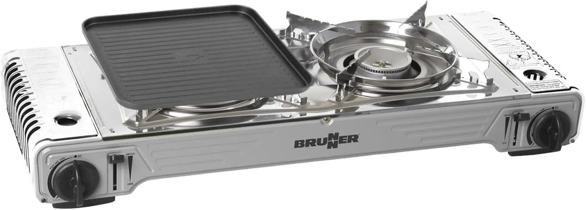 BRUNNER, Camping Cooker Two- flamme DEVIL DOUBLE GRILL til gaspatroner, Sort, 9 x 28, 6 x 12, 5 cm, 7, 1 kg