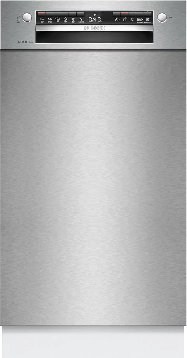 Bosch SPU4HMS10E, Opvaskemaskiner, 60 cm, Serie 4, Smarter Underbygning Opvaskemaskine 45 cm, Bestik skuffe, Ekstra, Sølv, 45 cm, 81, 5 cm