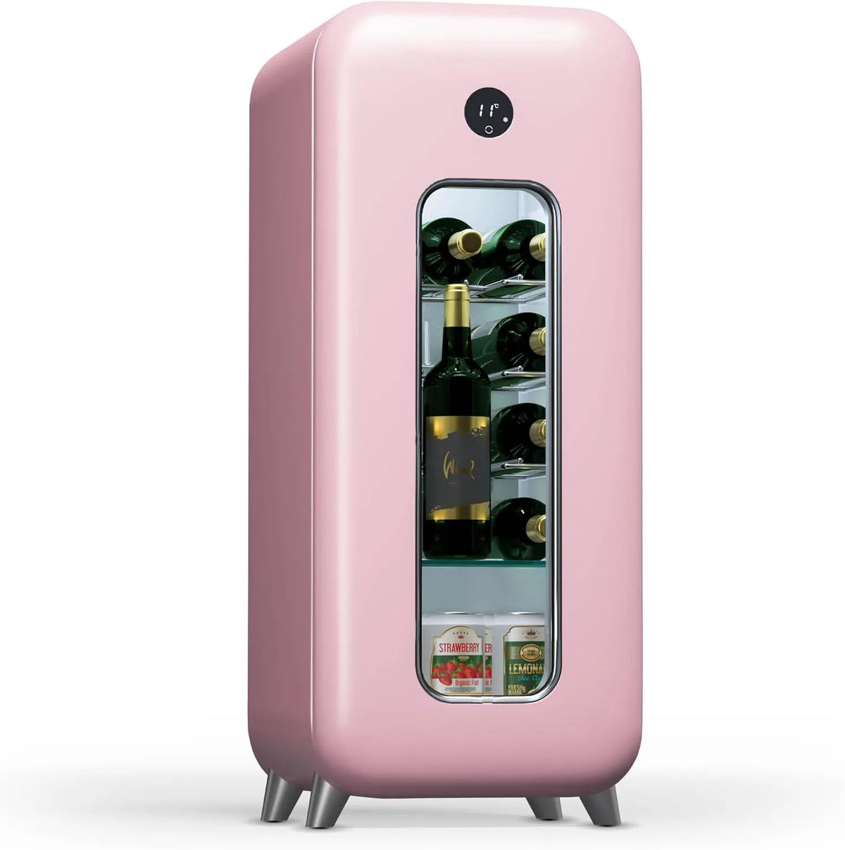 Klarstein, Vin- og champagnekølere, Clearstein Freestanding vin køleskab 1 zone, drikkevarer køleskab Klein, Lille, Sort, 45 dB, 4 v, 91 cm