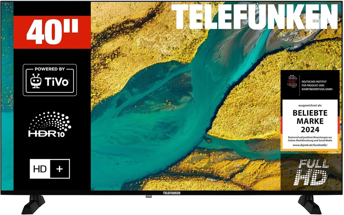 TELEFUNKEN XF40TP900S, TV'er, TELEFUNGEN TV 40 tommer (100 cm) Smart TV Fuld HD-opløsning, Sort, 100 cm, 40 inch, 2 g, 1920 x 1080