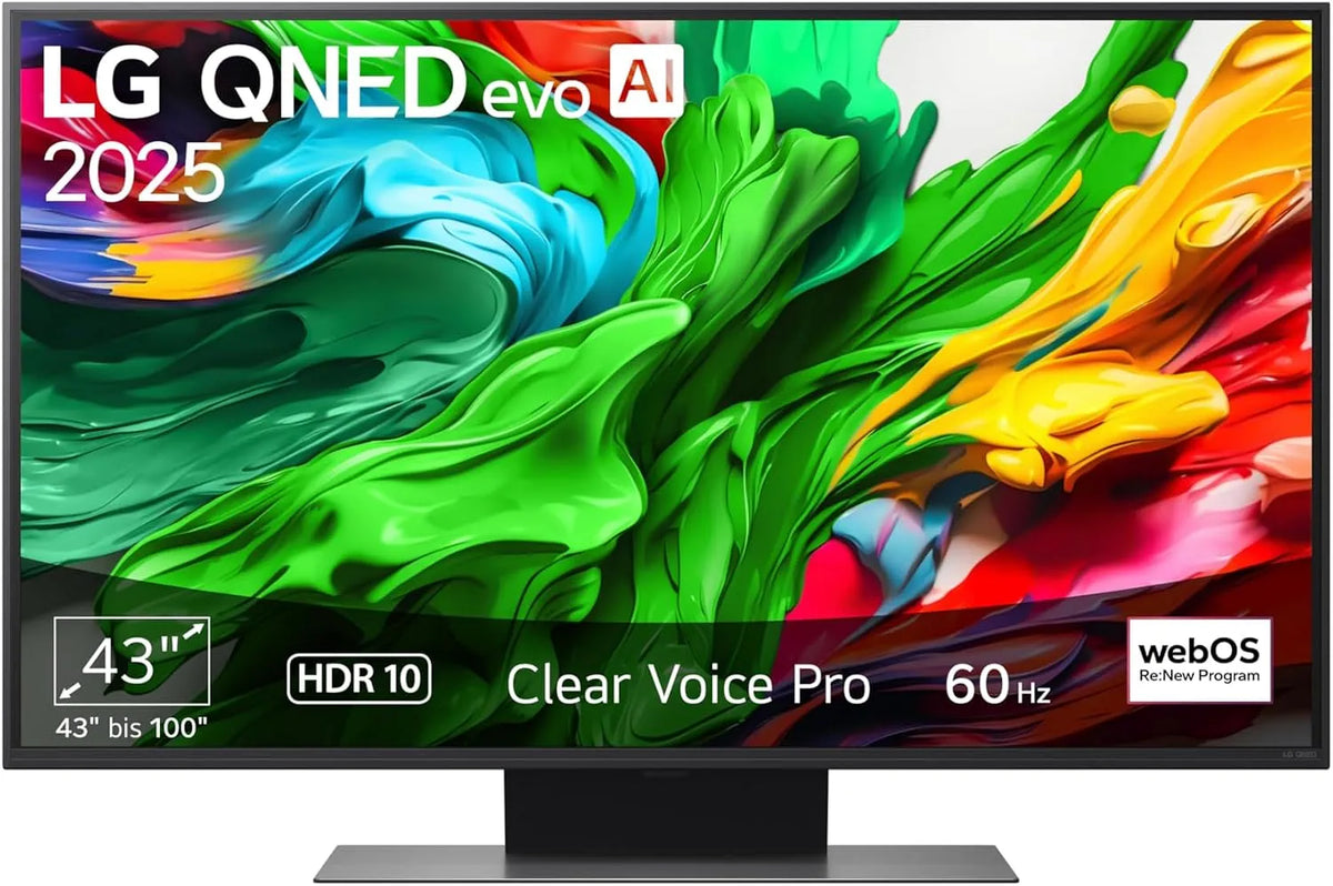 LG 43QNED86A6C Gen8, TV'er, TV 43 inches (109 cm) 4K QNED Evo AI TV (α7 4K AI processor, webOS 25, 60Hz), Sort, 43 inch, 109 cm, 4K, 7 G