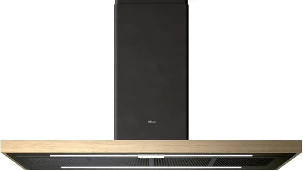 Elica PRF0200563, Frithængende emhætter, Bio Island Øområde Naturlig eg 120 cm Sort, 120 cm, 66 dB, 2 x 7, 113 l