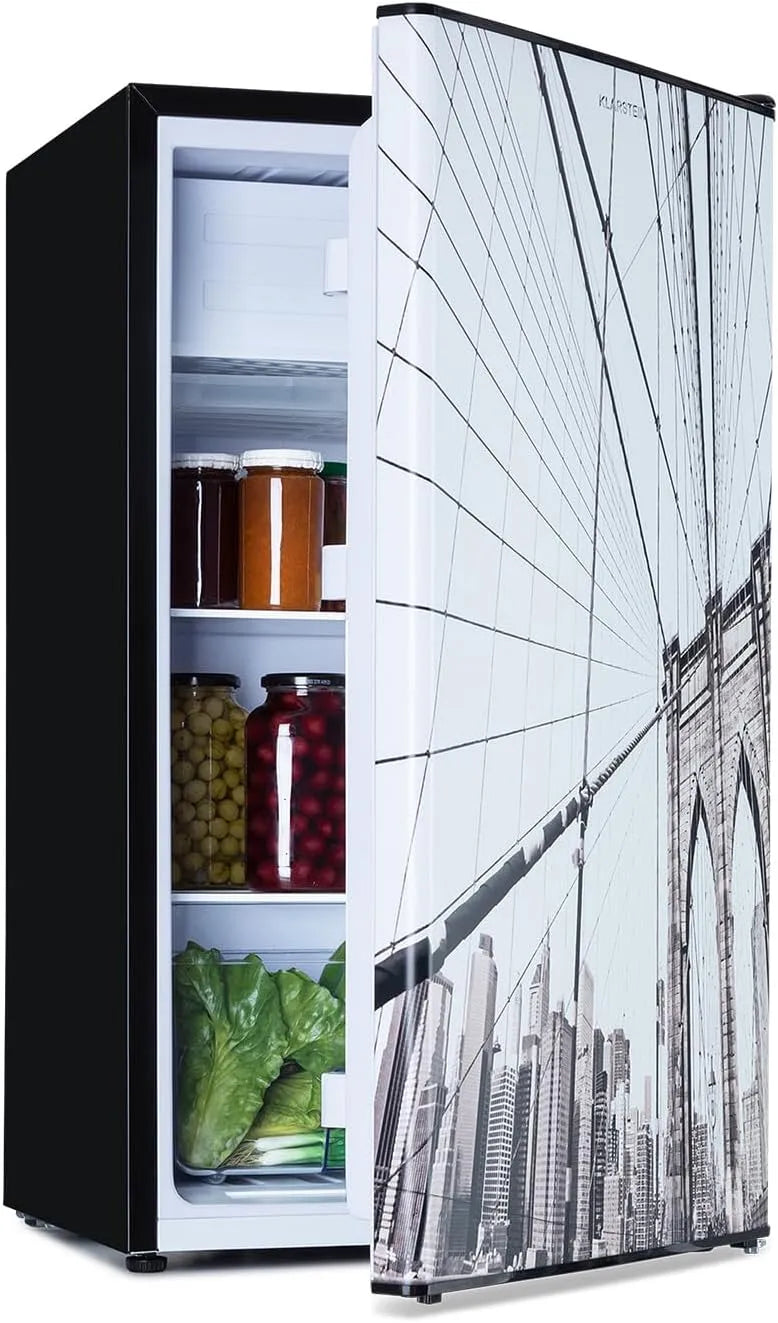 Klarstein, Køle-/fryseskabe, CoolArt køleskabe - fryser - køleskab med 2 niveauer af køling, design front, Hvid, 79 l, 45 dB, 3 v, 41 dB