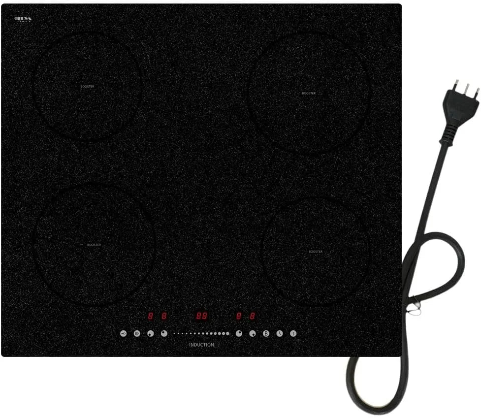 STARCHARTS, Kogeplader, Induktion kogeplader 4 kogezoner Bygge- i 3600W med stik, Sort, 3600W