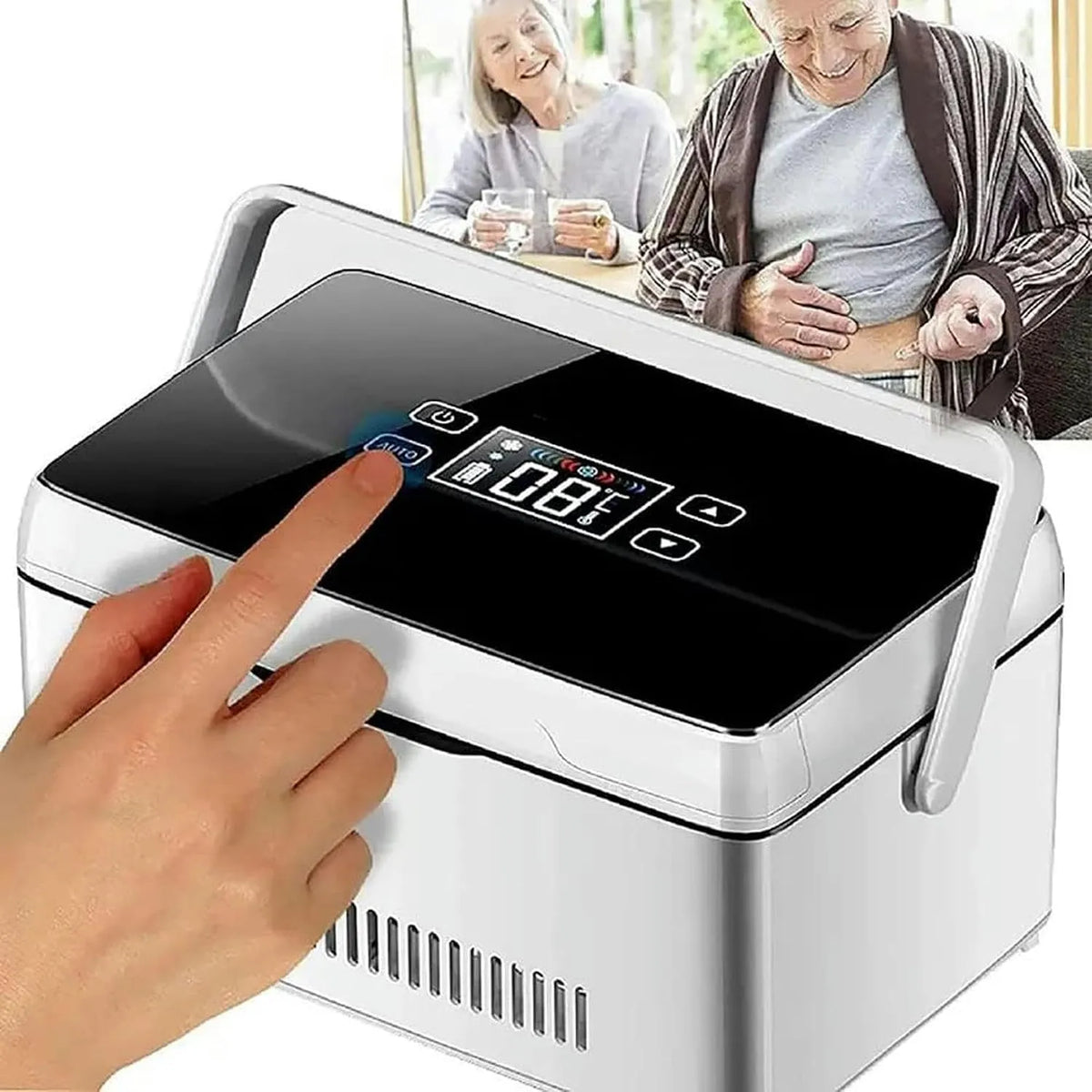 BTOIASYHF 10-Minuten, Lager- og rejsemapper, Insulin køleskab, Mini- medicine Konstant temperatur køleskab, digitalt LCD, Hvid, 140, 55 mm, 15W