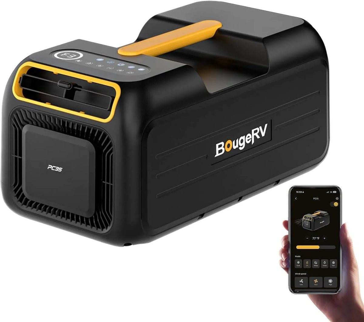 BougeRV PC35, Mobile klimaanlæg, Mobile Air Conditioning 3500 BTU, Bærbar Air Conditioning med App, Hvid, 3500 BTU, 100 V, 240 V
