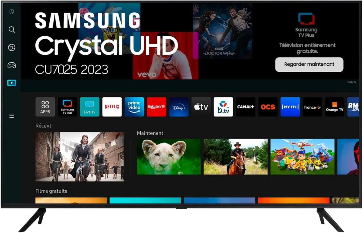 Samsung HDR10 55CU7025, TV'er, + Crystal UHD 4K 2023 Smart TV 55 inches med PurColor, Crystal UHD processor, Sort, 4K, 55 inch