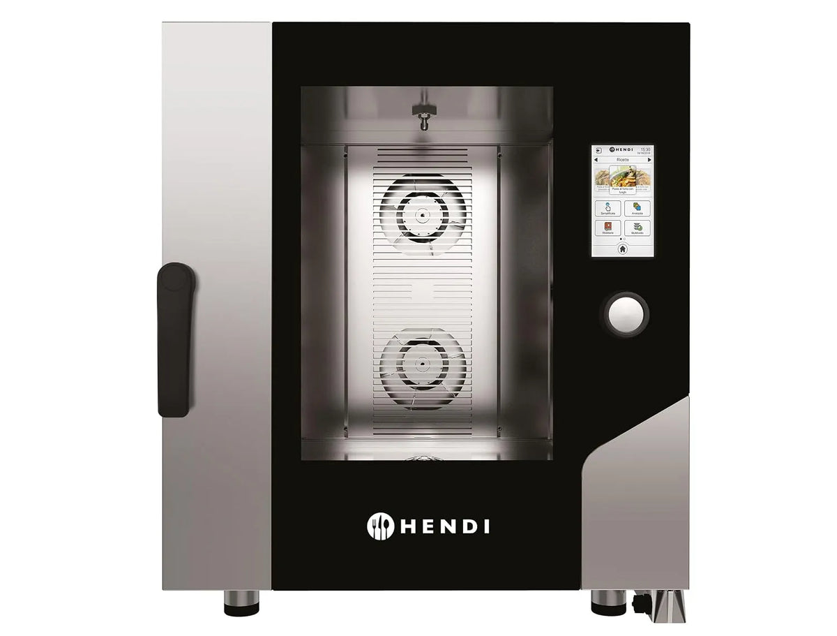 HENDI 400V/11 GN1/1, Ovne, 4kW Combi spjæld, Touch, for 7x GN1 / 1 ark, 500 programmerbare indstillinger, Sølv, 4kW, 400V, 11 G, 11