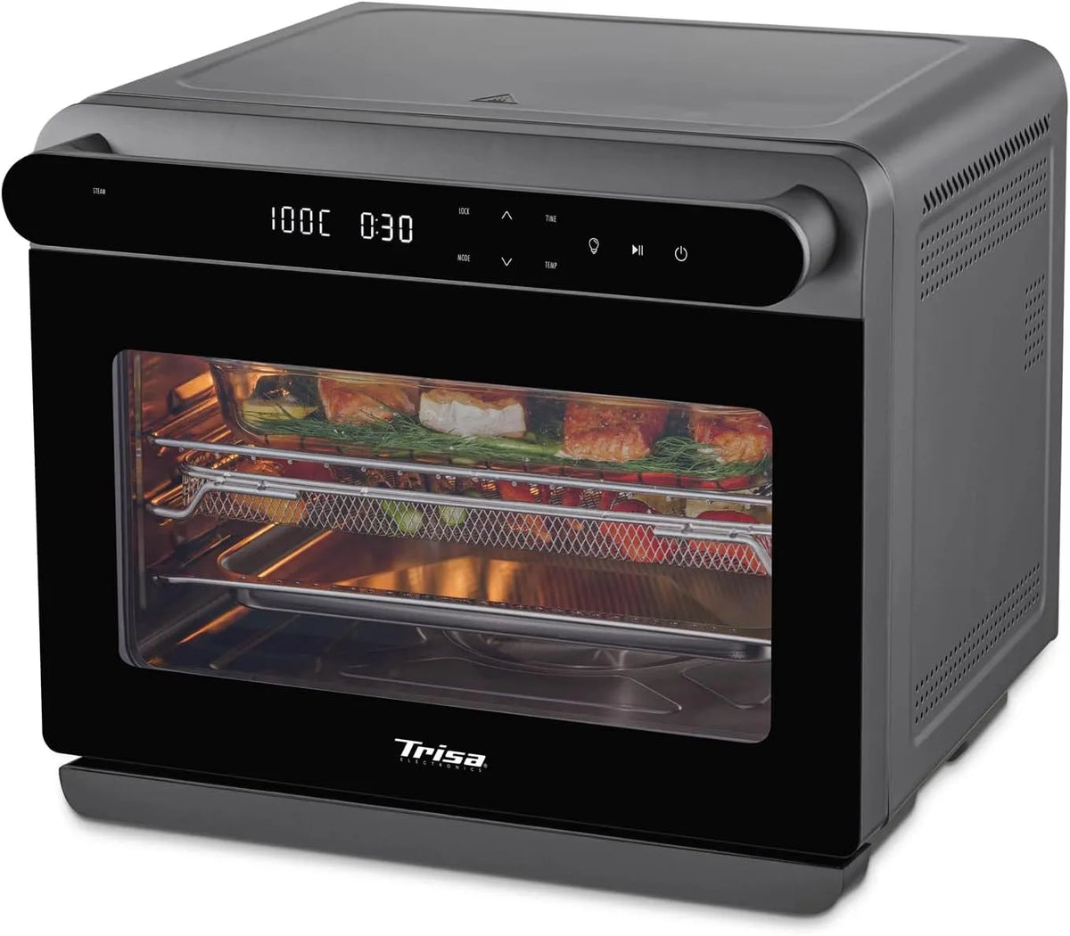Trisa, Dampovne, Air Fusion Pro 24L borddampovn, varm luft & dampbad, 230 ° C, Sort / sølv, 24L