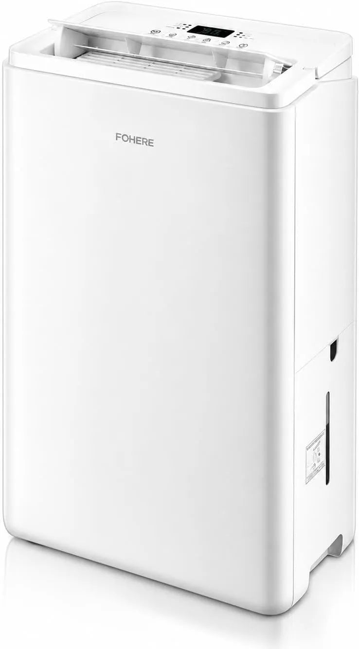 FOHERE 24h-Timer 30L/24h, Luftaffugtere, luft affugter 30L / 24h med WLAN app, værelse affugter op til 50 m2 / 135 m3 til, Hvid, 30L