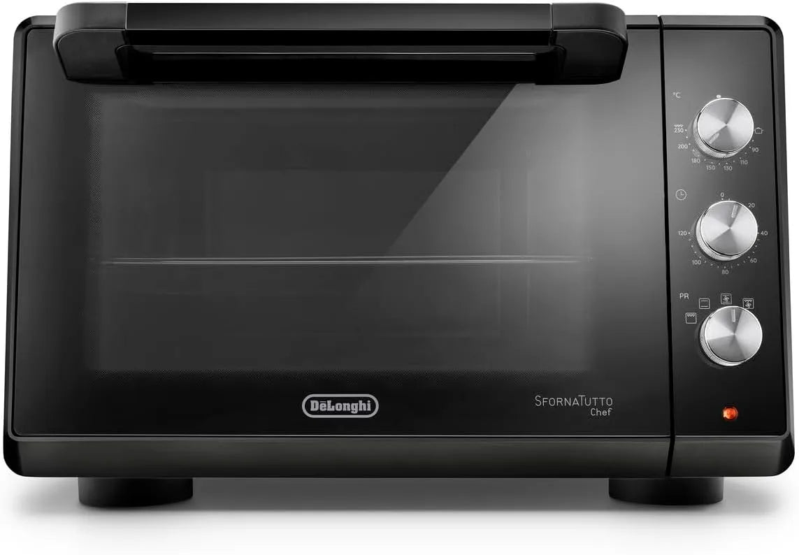 De'Longhi EO34302, Miniovne, De 'Longhi Chef Elektrisk cirkulerende luft ovn med 5 madlavning faser, dobbelt, Sort, 120 inch, 34 l, 2000 W