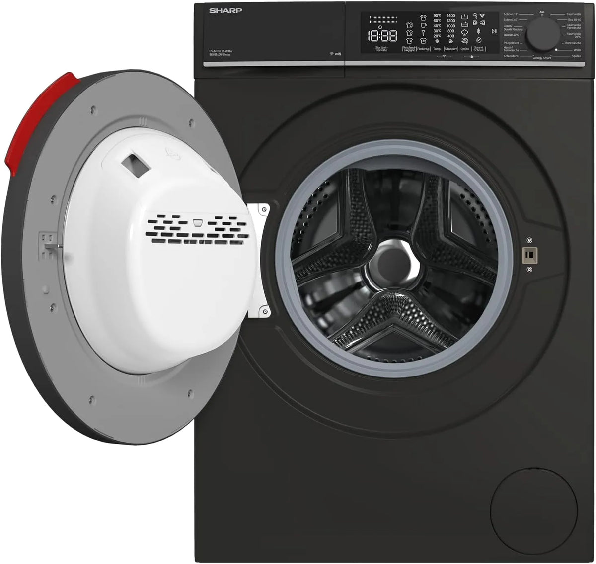 SHARP ES-MNFL814CMA-DE MNFL814CMA, Vaskemaskiner, ES- - DE Vaskemaskinens frontlæsser 8 kg, energieffektivitetsklasse A, 1400 rpm, Hvid, 814CM