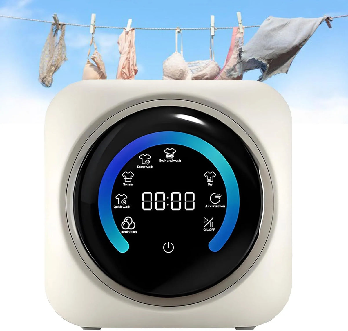 GSHSHOU, Vaskemaskiner, Bærbar vægmonteret fuldautomatisk frontlæssemaskine med LCD-panel, velegnet til, Hvid, 1 v, 3, 5 l