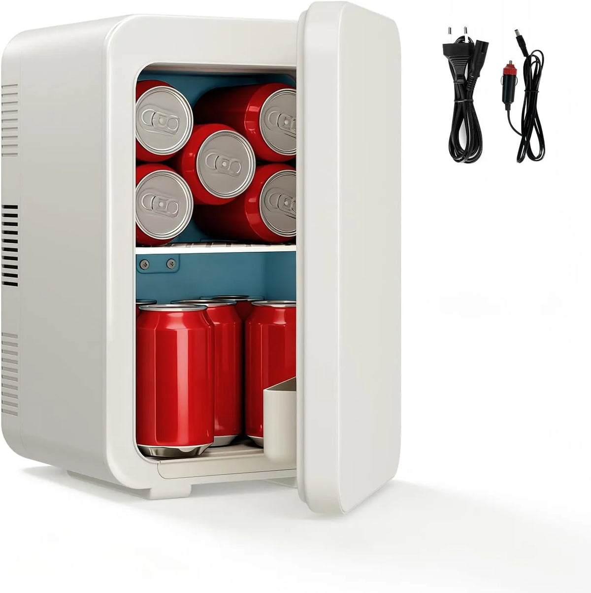 KioGro, Minikøleskabe, 2 i 1 Mini Køleskab, 10 liter med køle- og varmefunktion, Hvid, 10 l, 4L, 6L, 12V