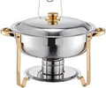 TRDEWR, Varmeplader og madvarmere, Chafing Dish Buffet sæt, rustfrit stål Chafer, Round Catering Heater Server til, Sølv / guld, 1W, 6V