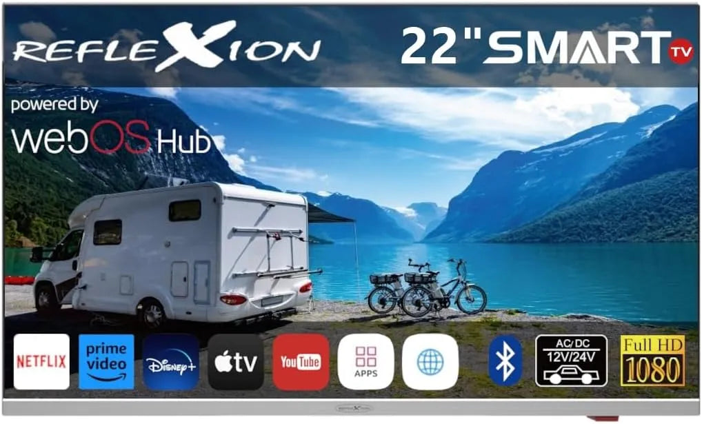 REFLEXION LDDX22IBT LDX22IBT, TV'er, Refleksion Smart LED-tv, LG webOSHub, Frameless campingvogn / mobilhjem / camping, Sort / sølv, 230 V