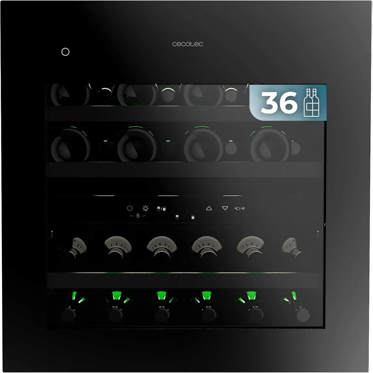 Cecotec, Indbyggede vinkøleskabe, vin køleskab Bolero GrandSommelier Duo 36000 Touch Matt sort Compressor, 60x60, Sort, 60x60 cm, 22 g