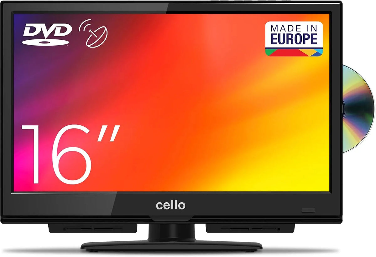 Cello C1624F, TV'er, 16 tommer LED-tv med integreret DVD-afspiller og Pitch højttaler Lille skærm til, Sort, 240V, 16 ', 40 cm