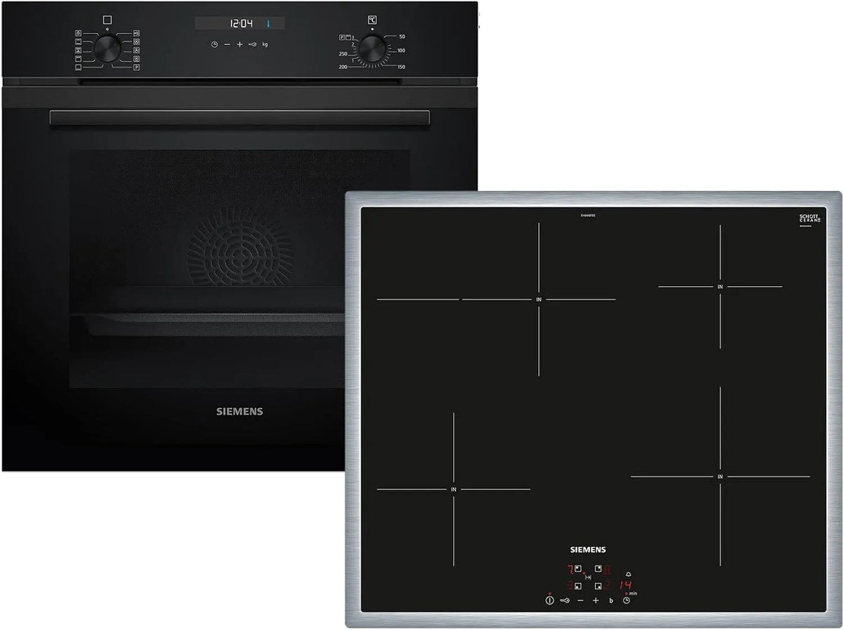 Siemens EQ522I1BZ HB237GBB3, Komfursæt, Set Bagovn Deep sort Inox + selvtilstrækkelig induktionshlove EH64KBFB5E, Sort / sølv, 237G, 60 cm