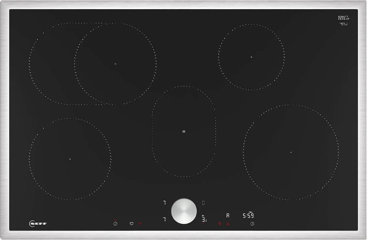 Neff T58STF1L0, Kogeplader, N 90, induktionsspole, selvtilstrækkeligt glas-keramisk spande 80 cm bred, twist, Sort, 1L, 80 cm