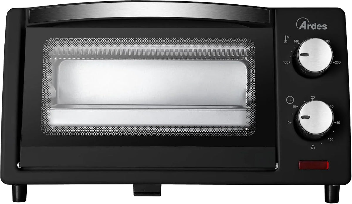 Ardes AR6211B, Miniovne, Elektrisk lille ovnkapacitet 10 liter med indvendig belysning Regulerbar, Sort / sølv, 10 l, 800W, 24 × 18, 8 cm