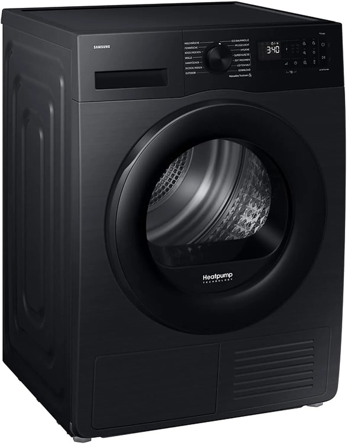 Samsung DV90DG52A0ABEG, Varmepumpetørretumblere, varmepumpe tørretumbler, 9 kg, EEK: C, AI tøj tørretumbler med WiFi SmartThings, Sort