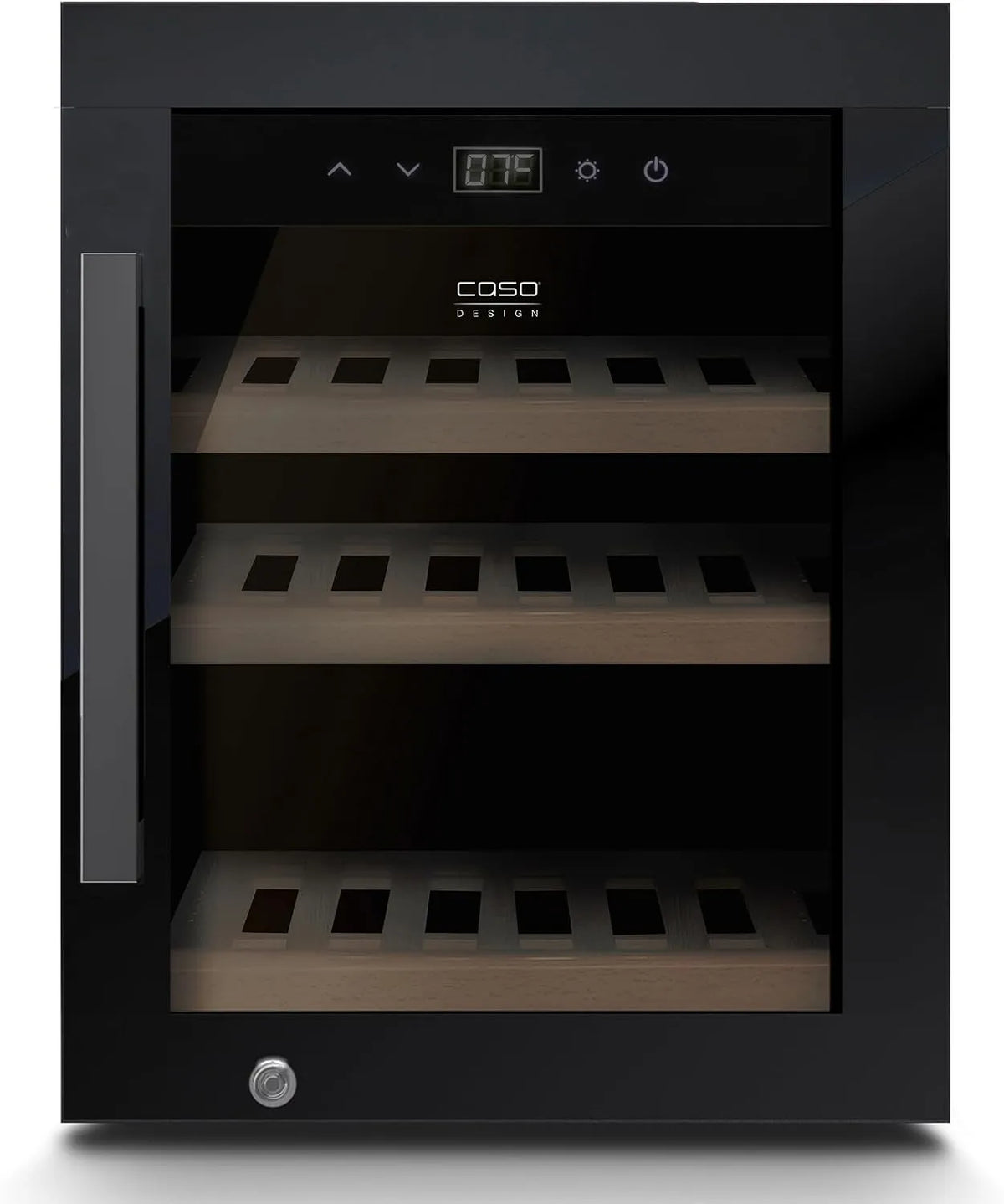 Caso, Drikkevarekøleskabe, WineExclusive 12 vin køleskab til 12 flasker, 1 zone, 5-20 ° C, kompressor, Sort, 12 v, 310 mm